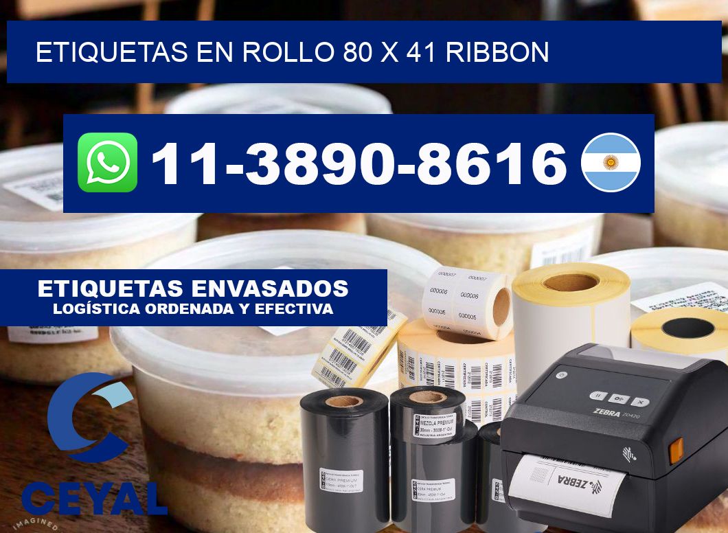 Etiquetas en rollo 80 x 41 ribbon