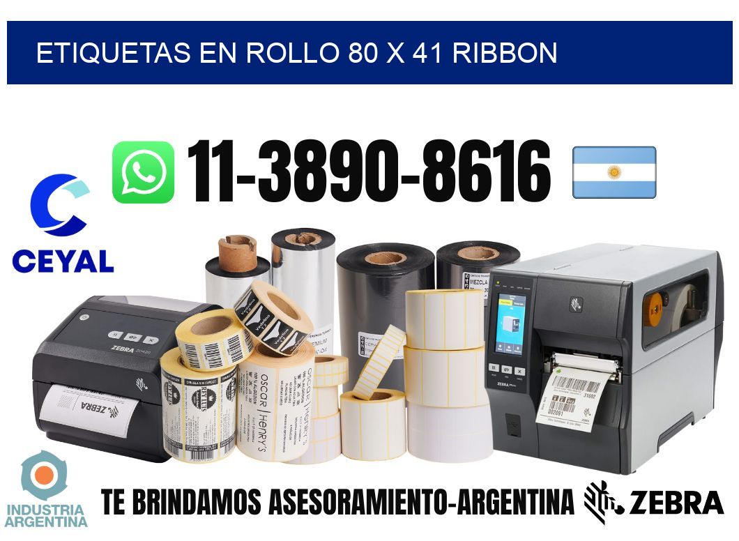 Etiquetas en rollo 80 x 41 ribbon