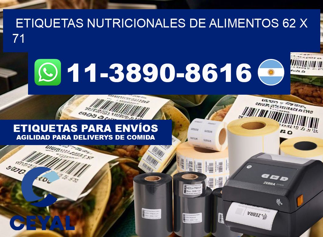 Etiquetas nutricionales de alimentos 62 x 71