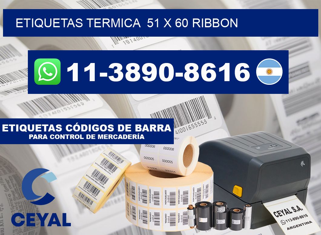 Etiquetas termica  51 x 60 ribbon