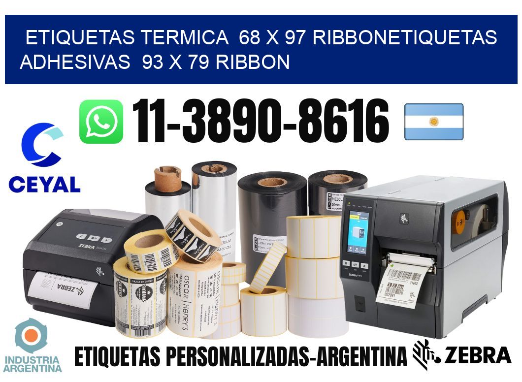 Etiquetas termica 68 x 97 ribbonEtiquetas adhesivas 93 x 79 ribbon