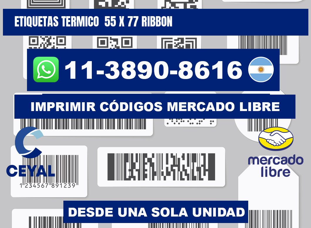 Etiquetas termico  55 x 77 ribbon