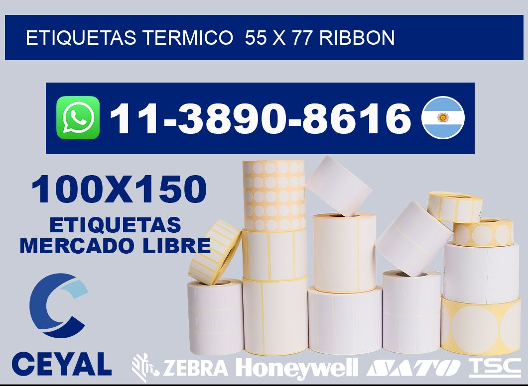 Etiquetas termico  55 x 77 ribbon