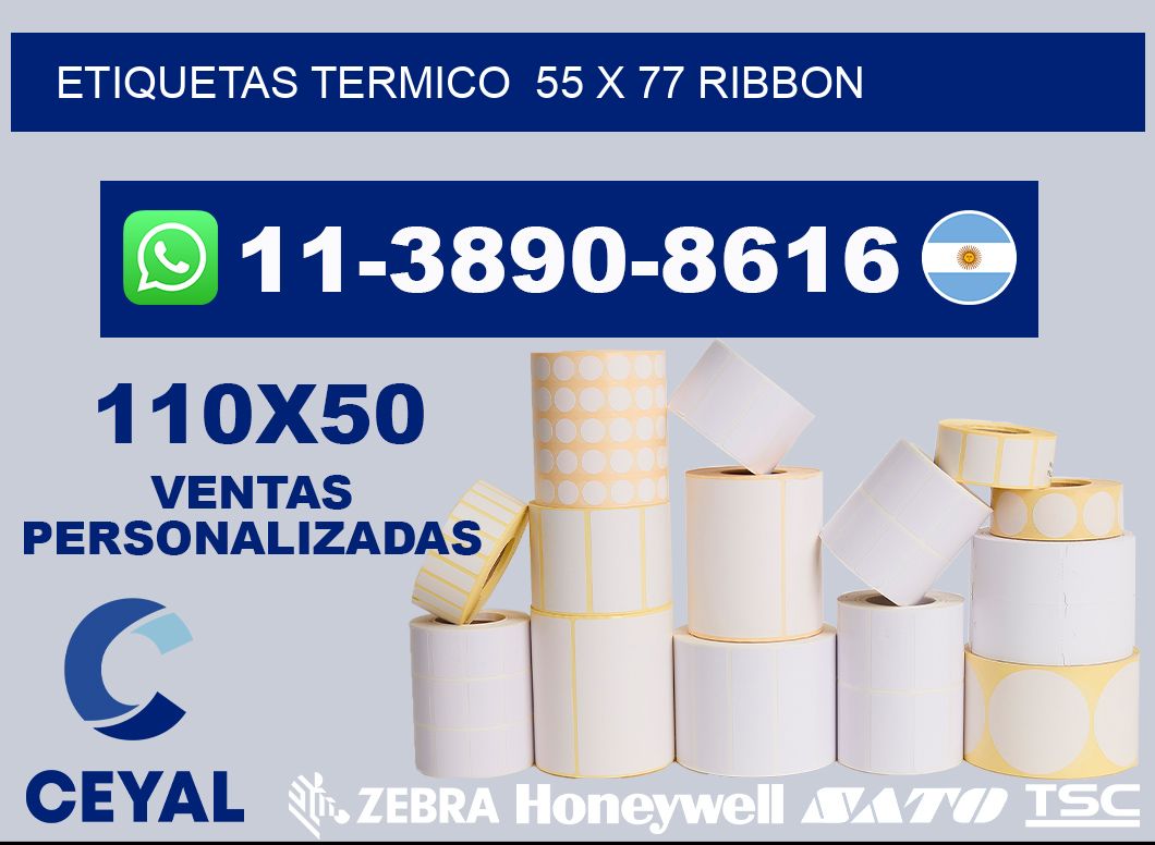 Etiquetas termico  55 x 77 ribbon