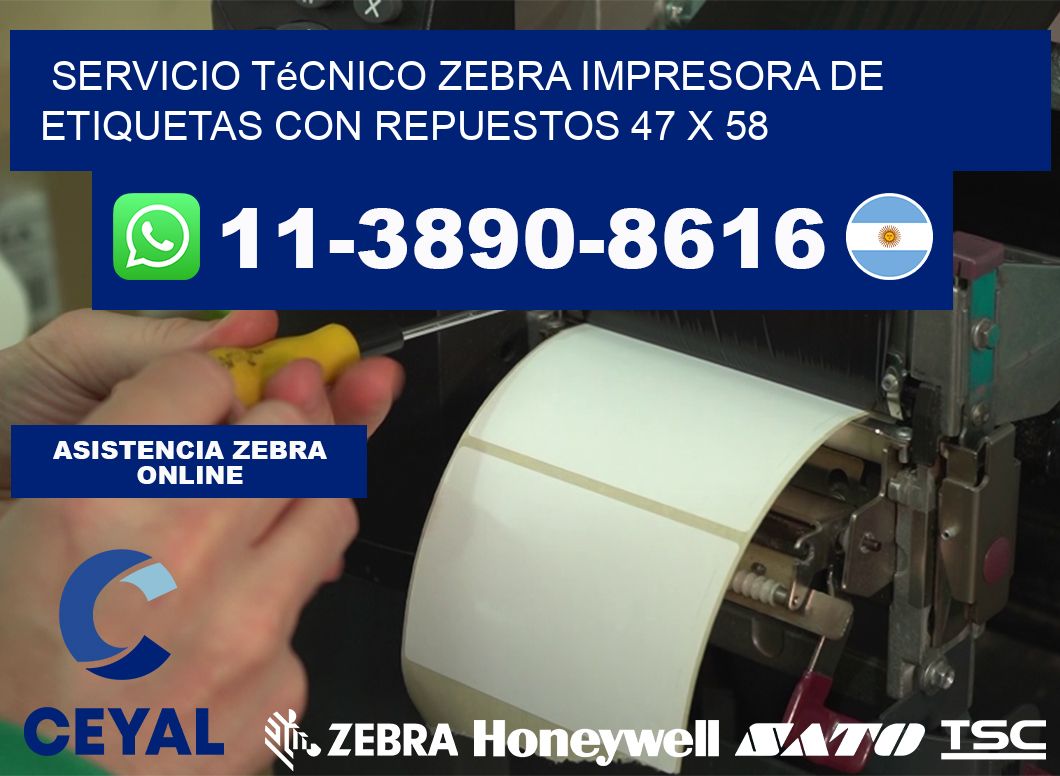 Servicio Técnico Zebra Impresora de Etiquetas con Repuestos 47 x 58