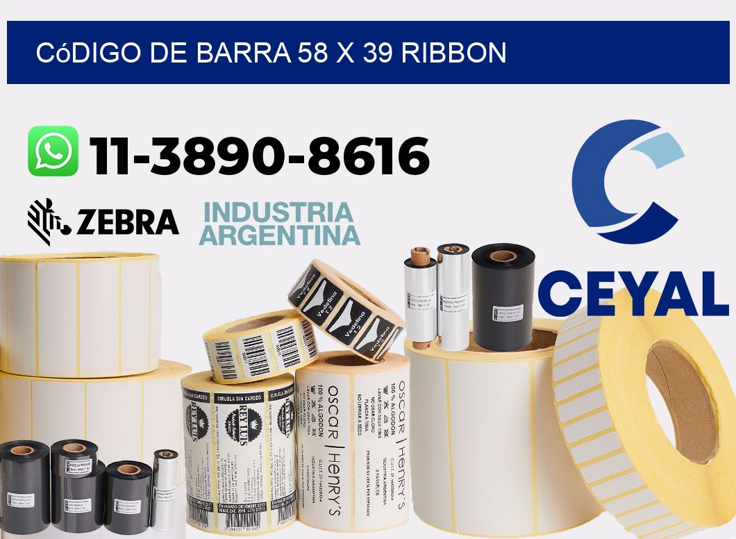 código de barra 58 x 39 ribbon