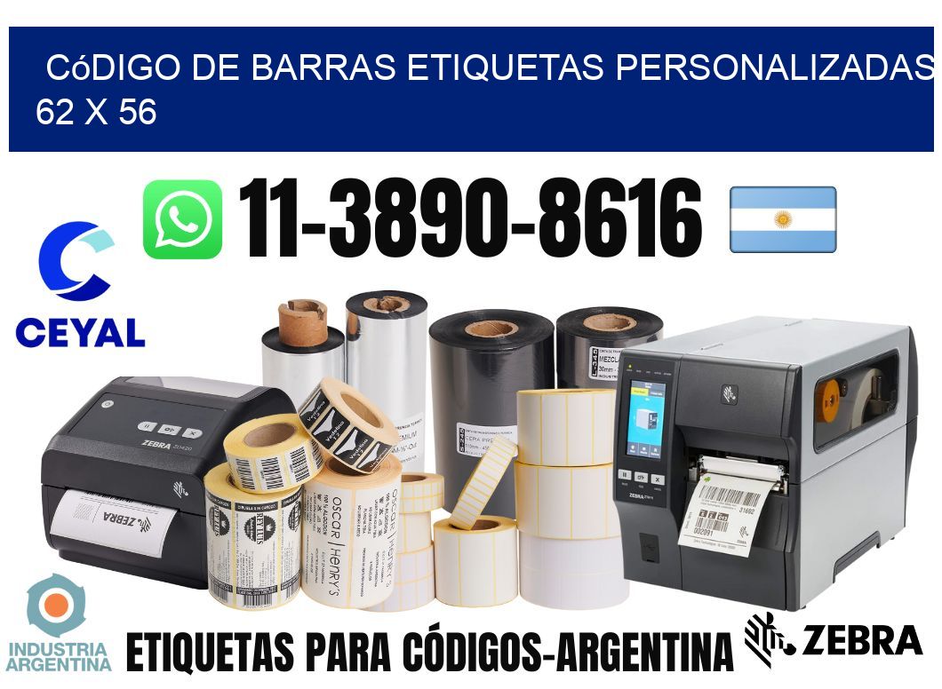 código de barras etiquetas personalizadas 62 x 56