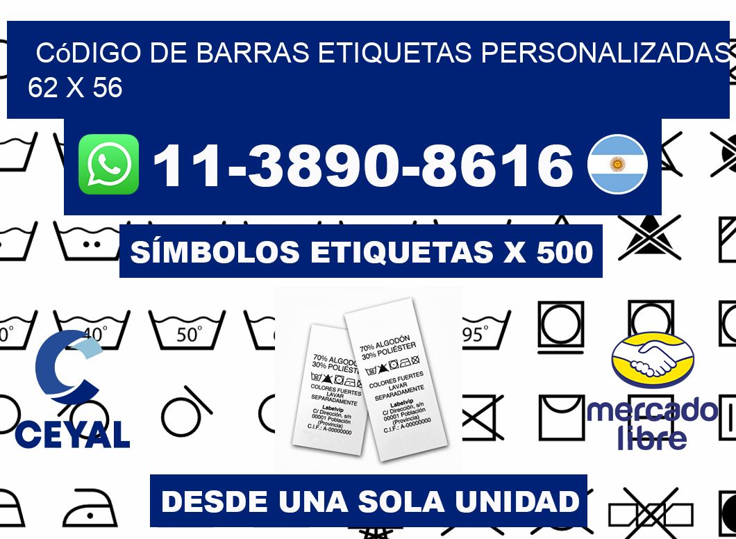código de barras etiquetas personalizadas 62 x 56