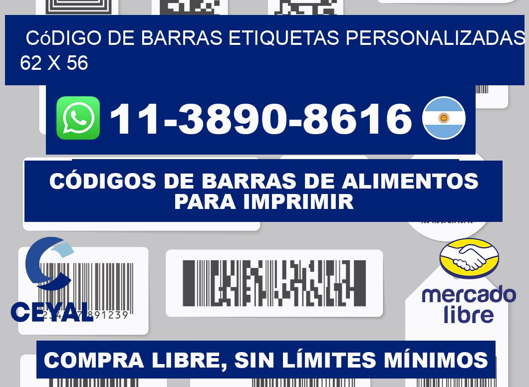 código de barras etiquetas personalizadas 62 x 56