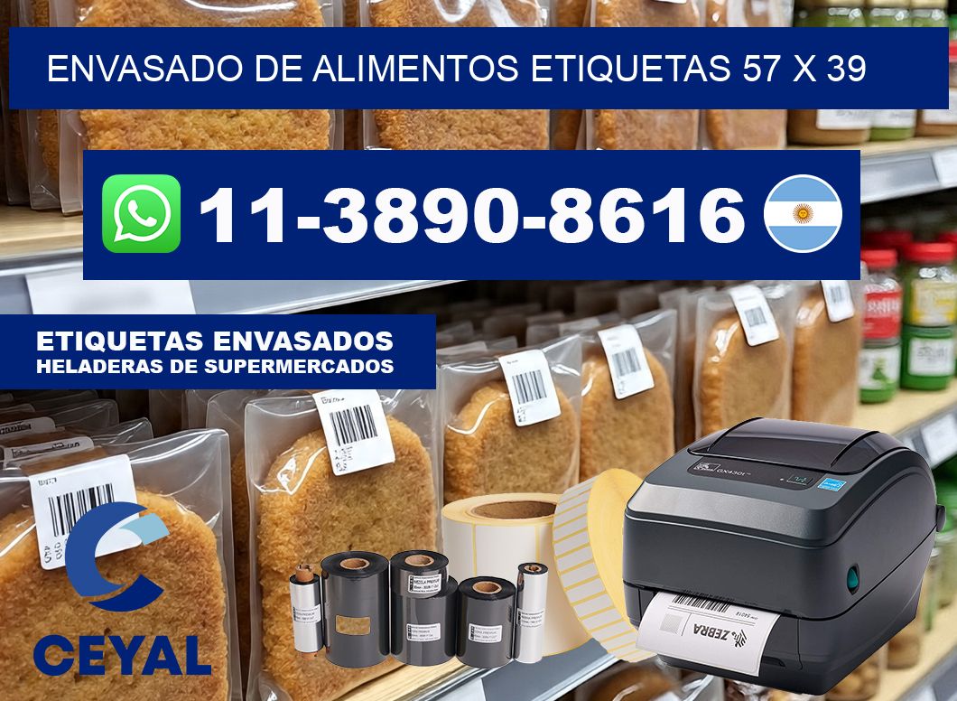 envasado de alimentos Etiquetas 57 x 39