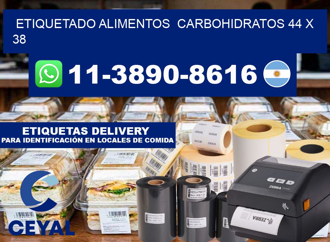 etiquetado alimentos  Carbohidratos 44 x 38