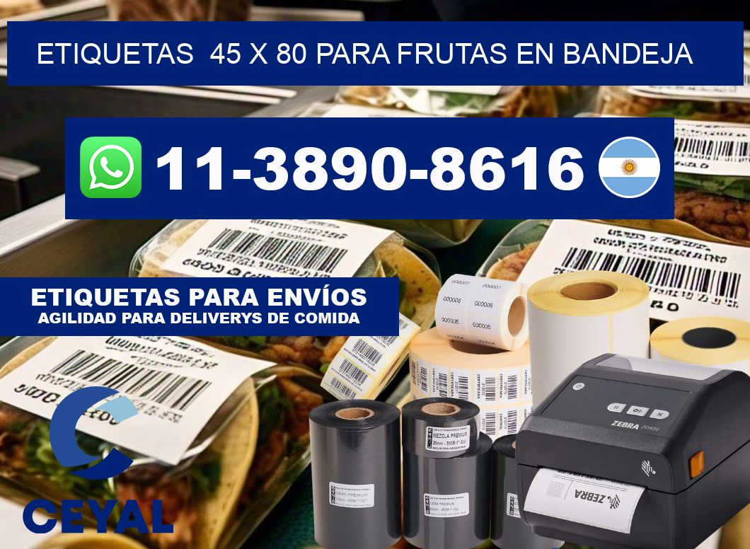 etiquetas  45 x 80 para Frutas en bandeja