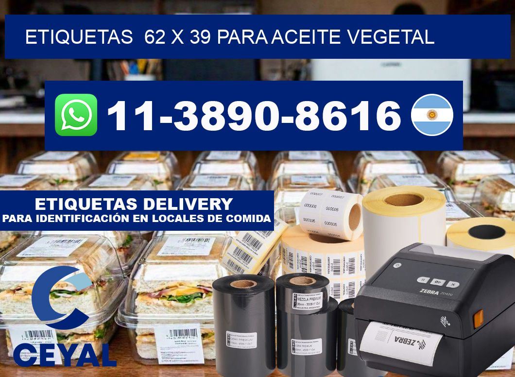 etiquetas  62 x 39 para Aceite vegetal