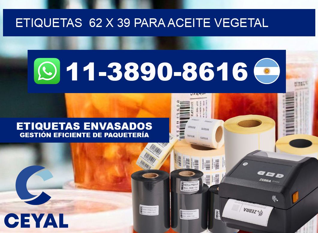 etiquetas  62 x 39 para Aceite vegetal