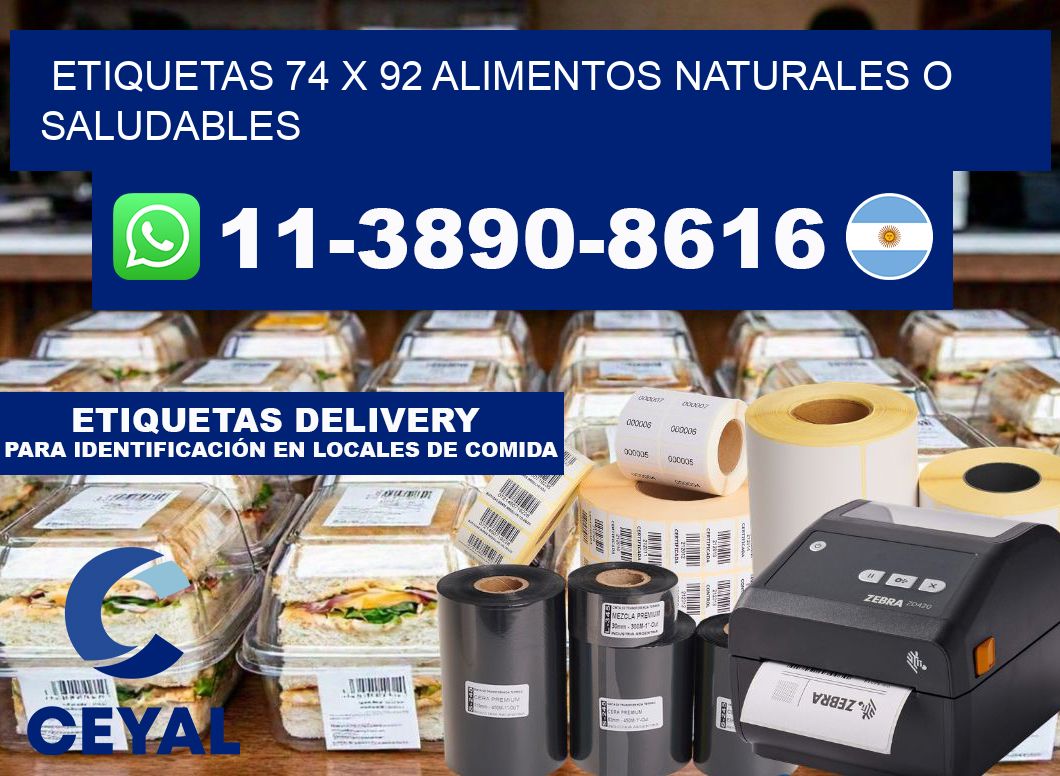 etiquetas 74 x 92 alimentos naturales o saludables
