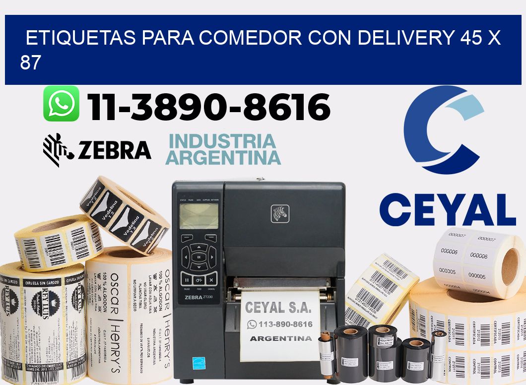 etiquetas para Comedor con delivery 45 x 87