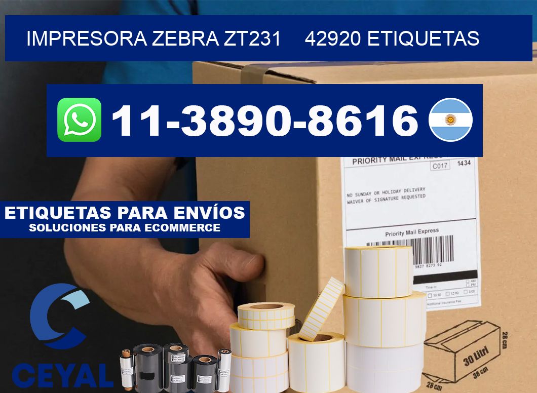 impresora zebra zt231    42920 etiquetas
