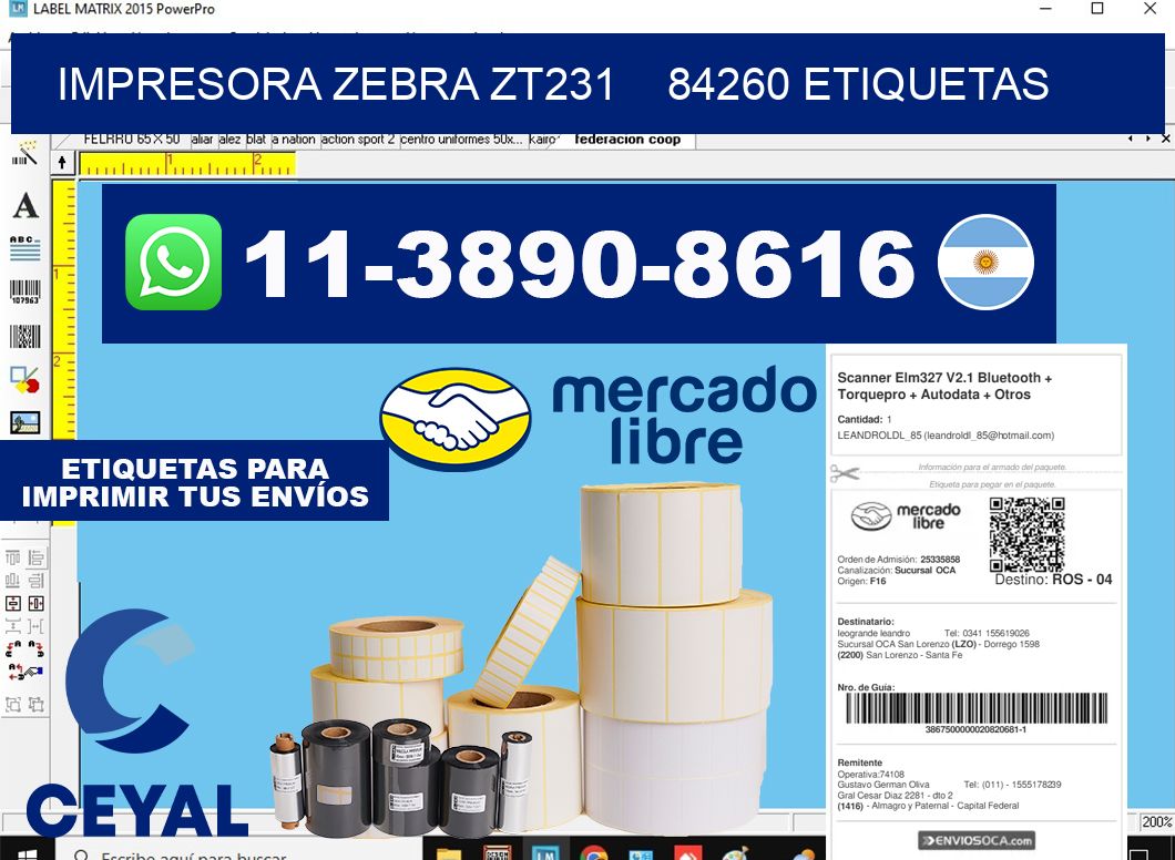 impresora zebra zt231 84260 etiquetas