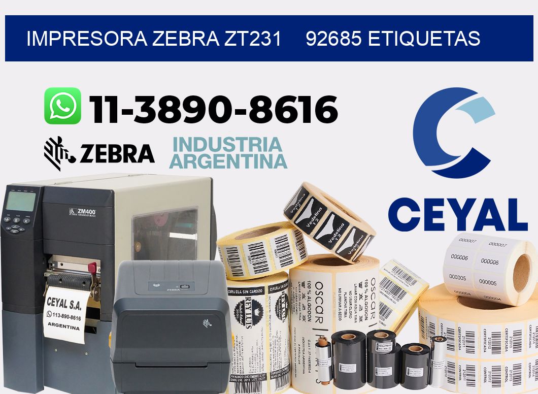 impresora zebra zt231    92685 etiquetas