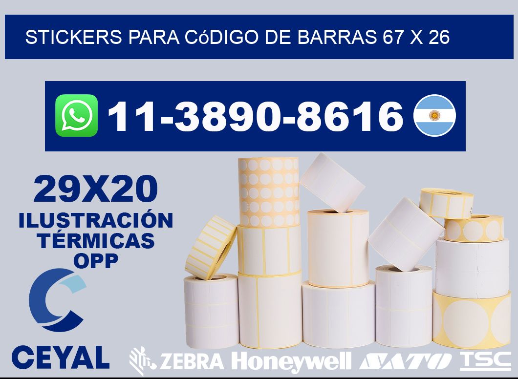 stickers para código de barras 67 x 26