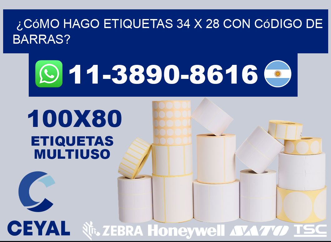 ¿Cómo hago etiquetas 34 x 28 con código de barras?