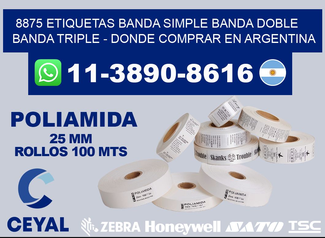 8875 etiquetas banda simple banda doble banda triple - Donde Comprar en Argentina
