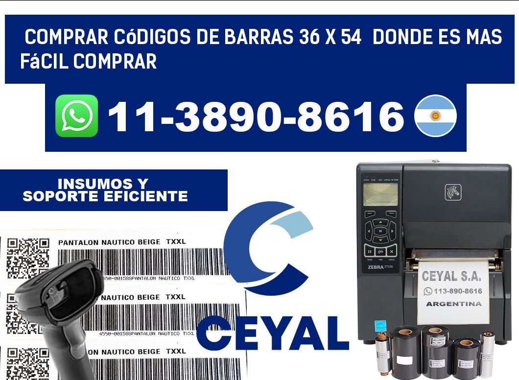 Comprar códigos de barras 36 x 54  Donde es mas fácil comprar