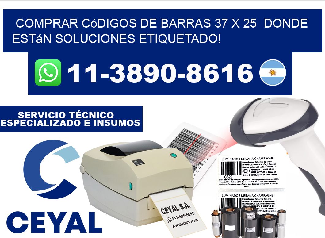 Comprar códigos de barras 37 x 25  donde están soluciones etiquetado!