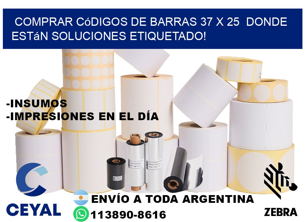 Comprar códigos de barras 37 x 25  donde están soluciones etiquetado!