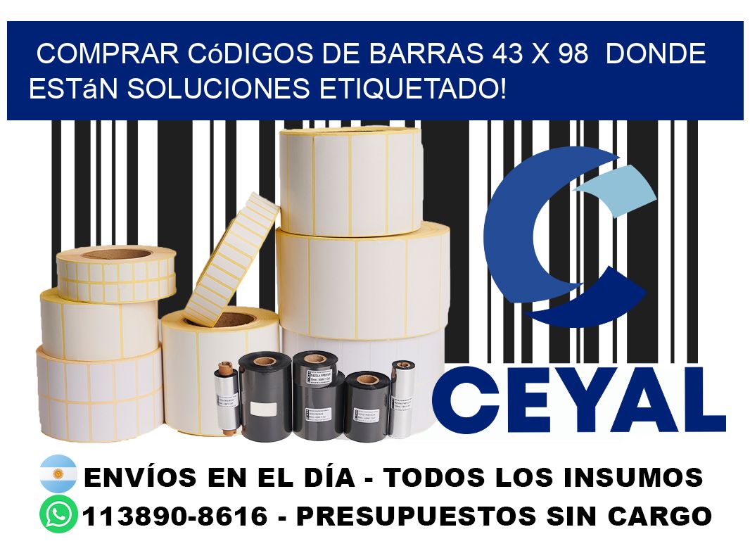 Comprar códigos de barras 43 x 98  donde están soluciones etiquetado!