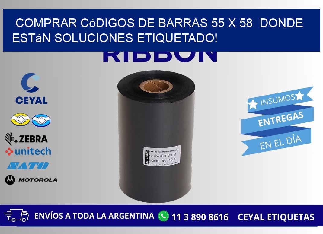 Comprar códigos de barras 55 x 58  donde están soluciones etiquetado!