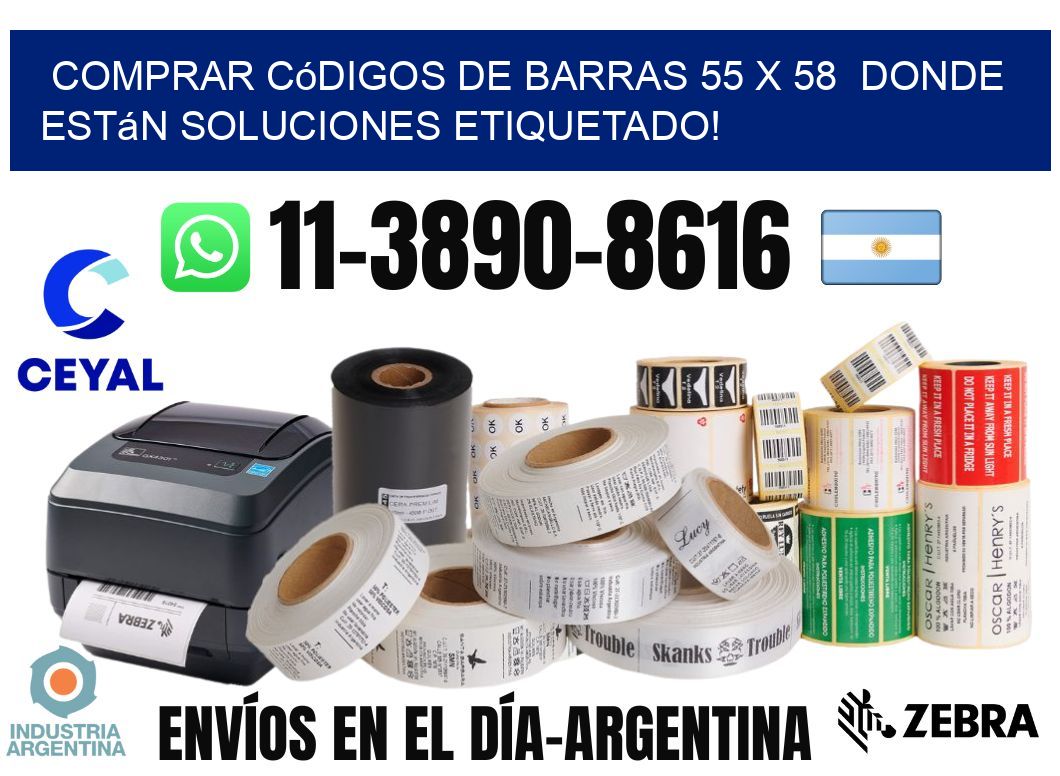 Comprar códigos de barras 55 x 58  donde están soluciones etiquetado!