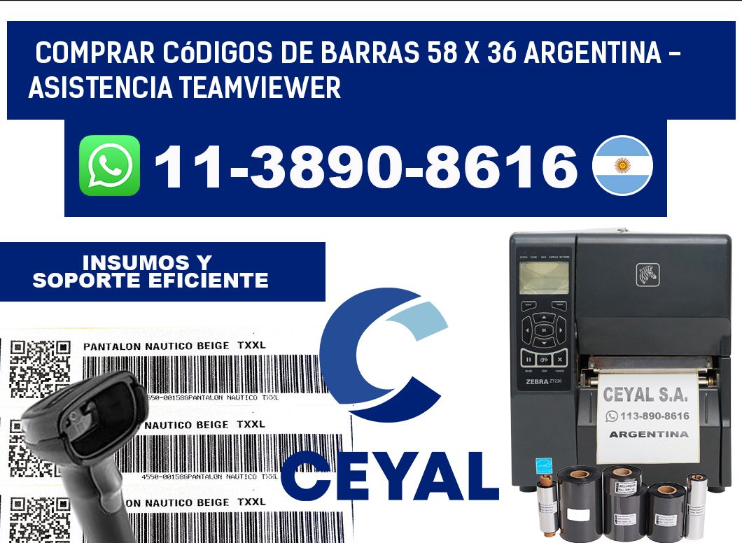Comprar códigos de barras 58 x 36 argentina - asistencia teamviewer