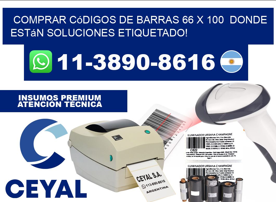 Comprar códigos de barras 66 x 100  donde están soluciones etiquetado!