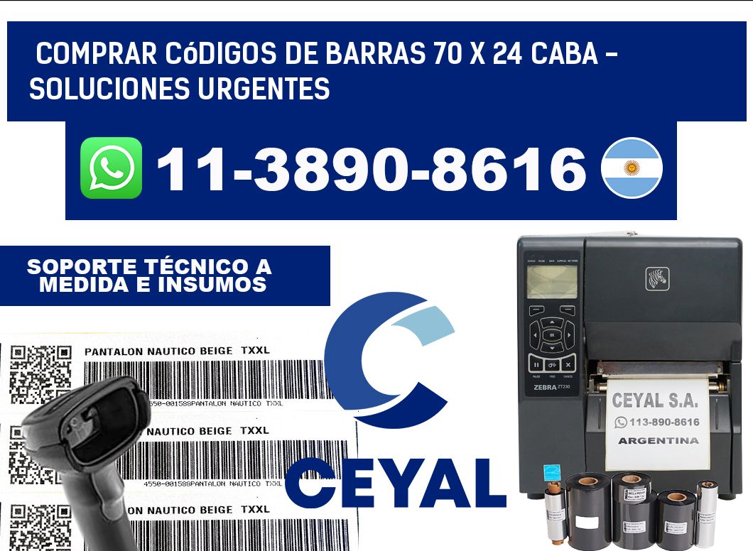 Comprar códigos de barras 70 x 24 CABA - soluciones urgentes