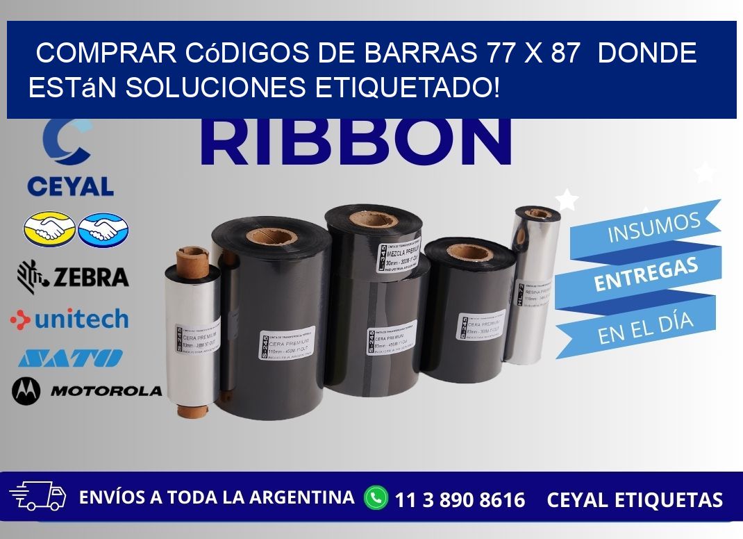 Comprar códigos de barras 77 x 87 donde están soluciones etiquetado!