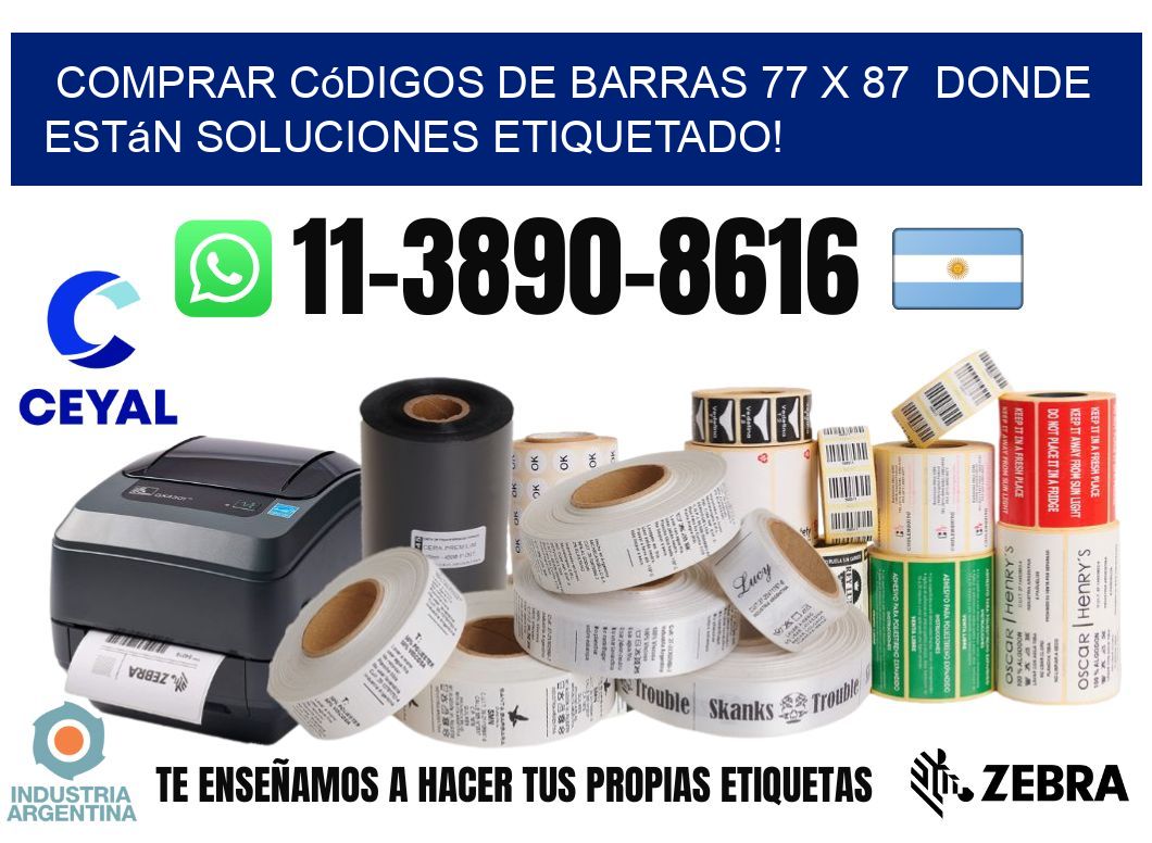Comprar códigos de barras 77 x 87 donde están soluciones etiquetado!