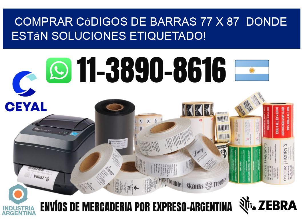 Comprar códigos de barras 77 x 87 donde están soluciones etiquetado!