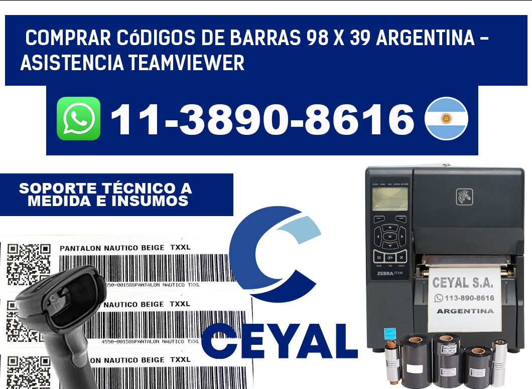 Comprar códigos de barras 98 x 39 argentina - asistencia teamviewer