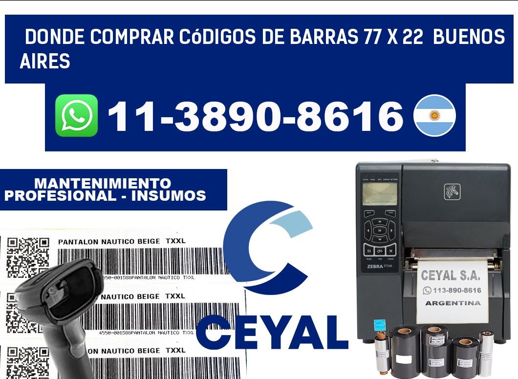 Donde Comprar códigos de barras 77 x 22  Buenos Aires
