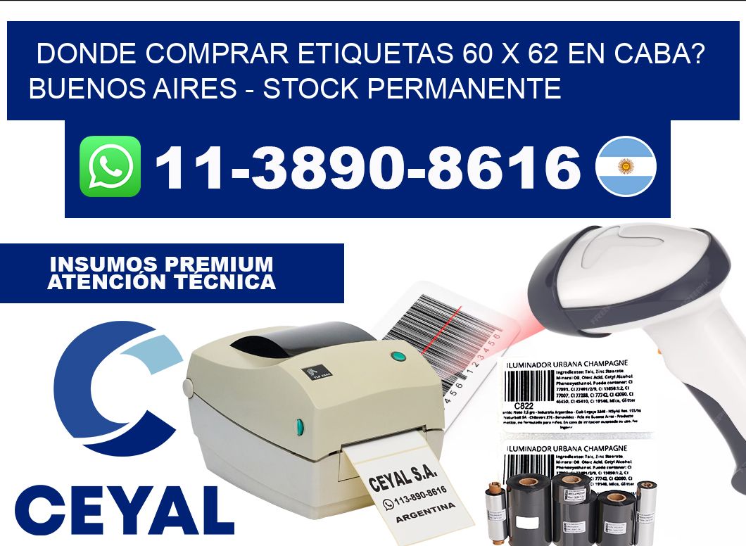 Donde Comprar etiquetas 60 x 62 en CABA? Buenos Aires - Stock permanente