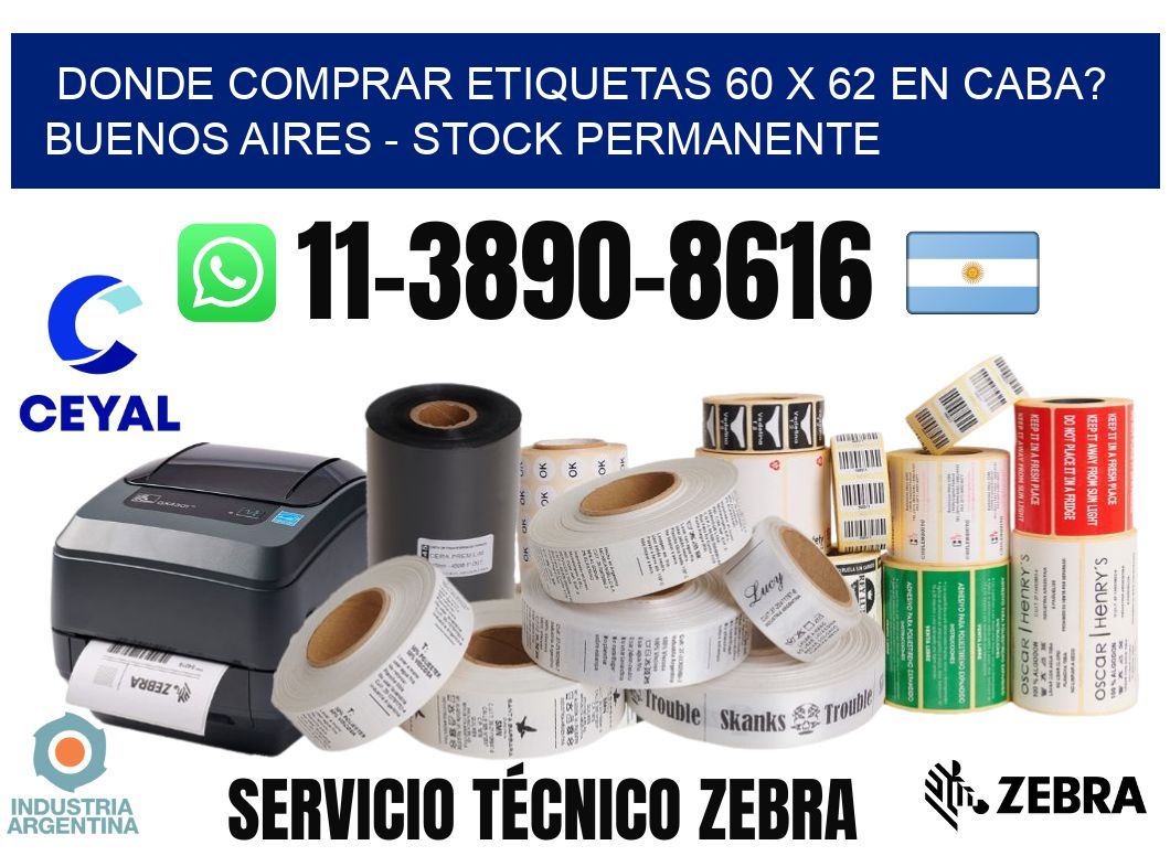 Donde Comprar etiquetas 60 x 62 en CABA? Buenos Aires - Stock permanente
