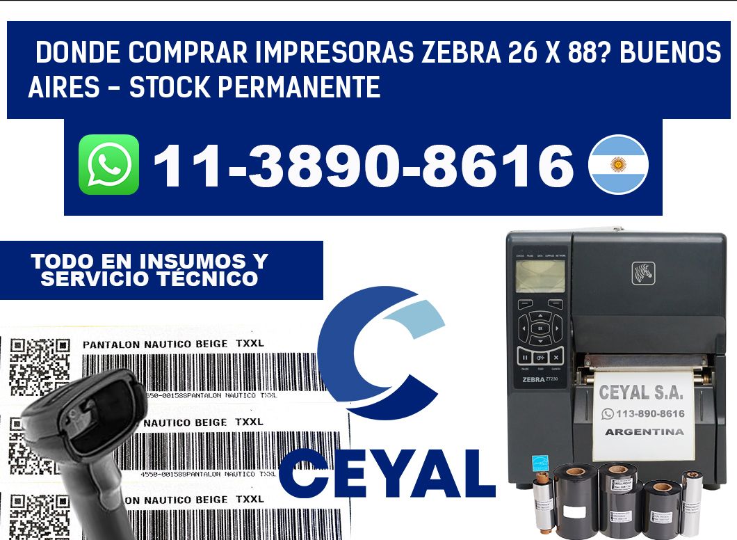 Donde Comprar impresoras zebra 26 x 88? Buenos Aires - Stock permanente