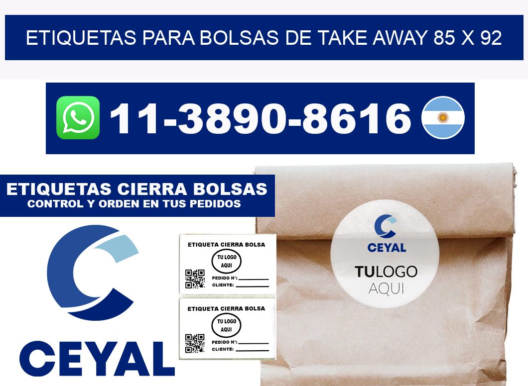 ETIQUETAS PARA BOLSAS DE TAKE AWAY 85 x 92