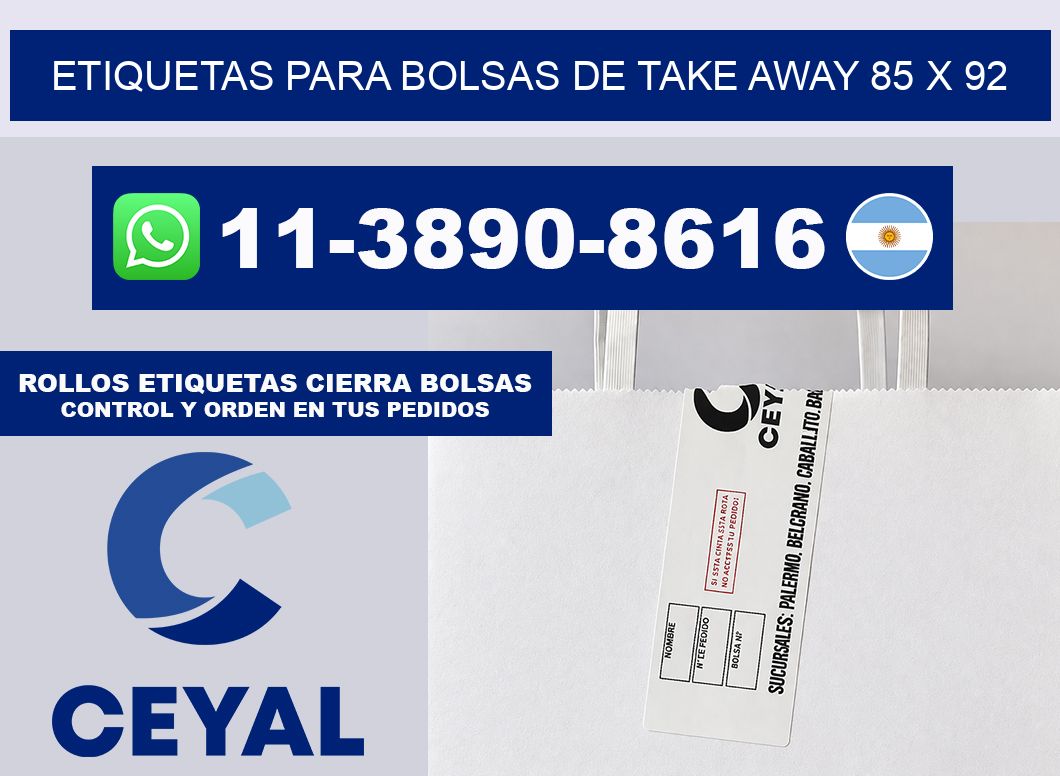 ETIQUETAS PARA BOLSAS DE TAKE AWAY 85 x 92