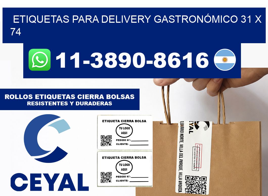 ETIQUETAS PARA DELIVERY GASTRONÓMICO 31 x 74
