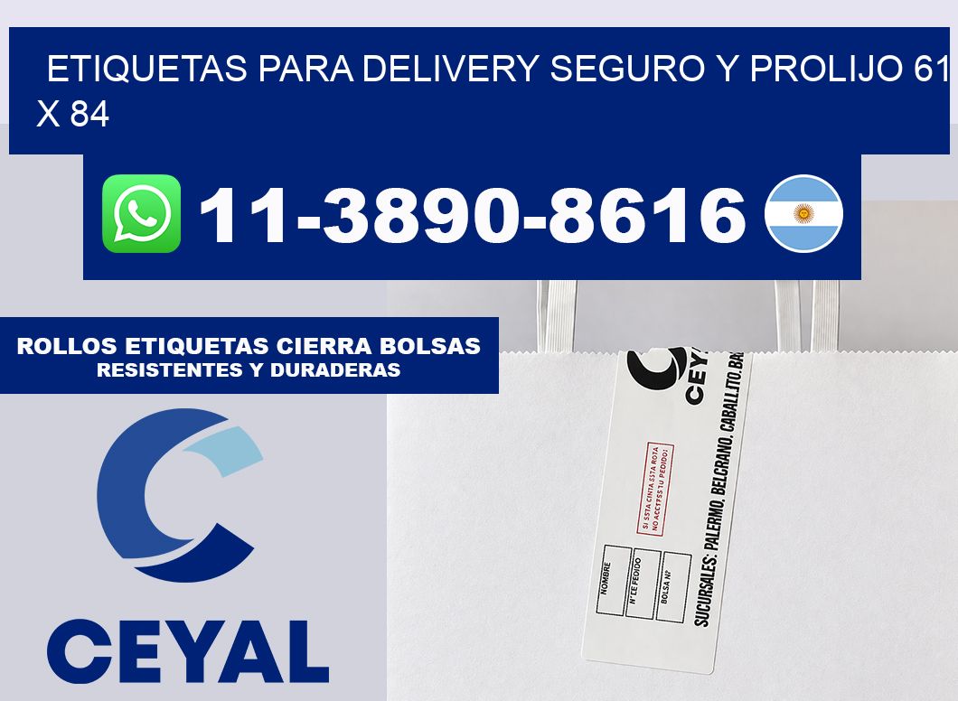 ETIQUETAS PARA DELIVERY SEGURO Y PROLIJO 61 x 84
