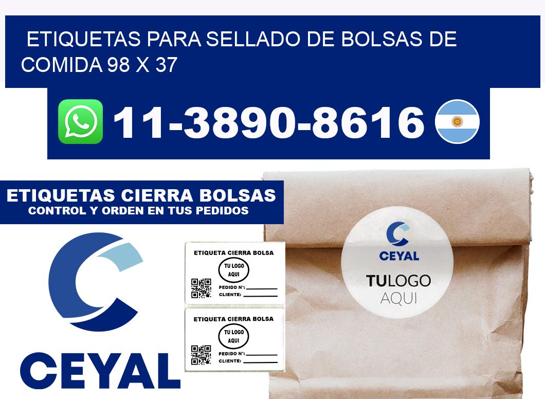 ETIQUETAS PARA SELLADO DE BOLSAS DE COMIDA 98 x 37