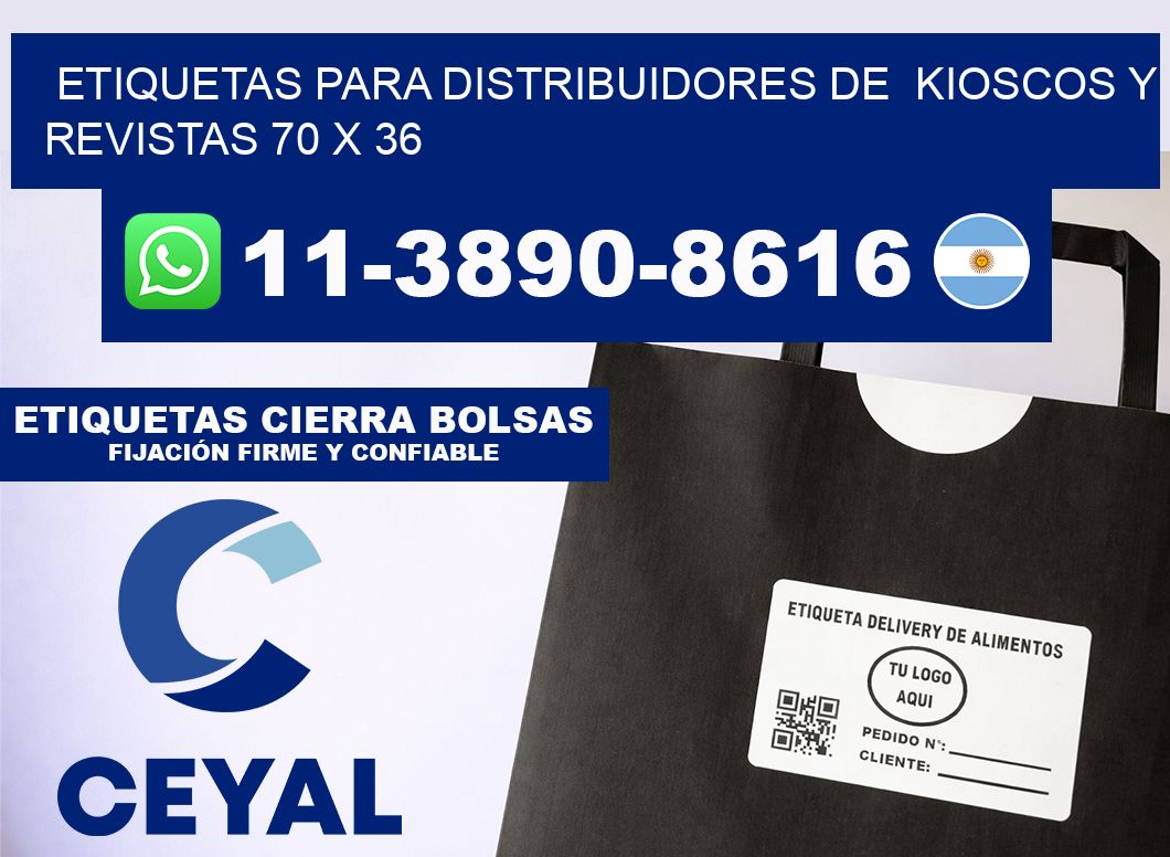 Etiquetas para distribuidores de kioscos y revistas 70 x 36
