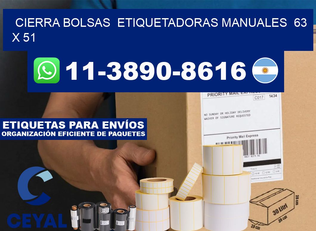 cierra bolsas  Etiquetadoras Manuales  63 x 51